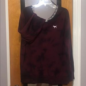 Maroon Off the Shoulder hoodie